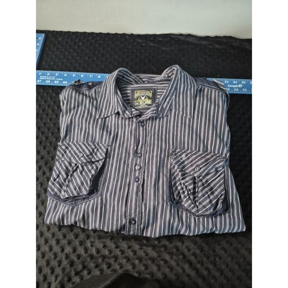 Company 81 Men Size XXL Button Up Long Sleeve Shirt Blue & White stripe Cotton